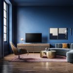 woonkamer blauwe latex verf spuiten